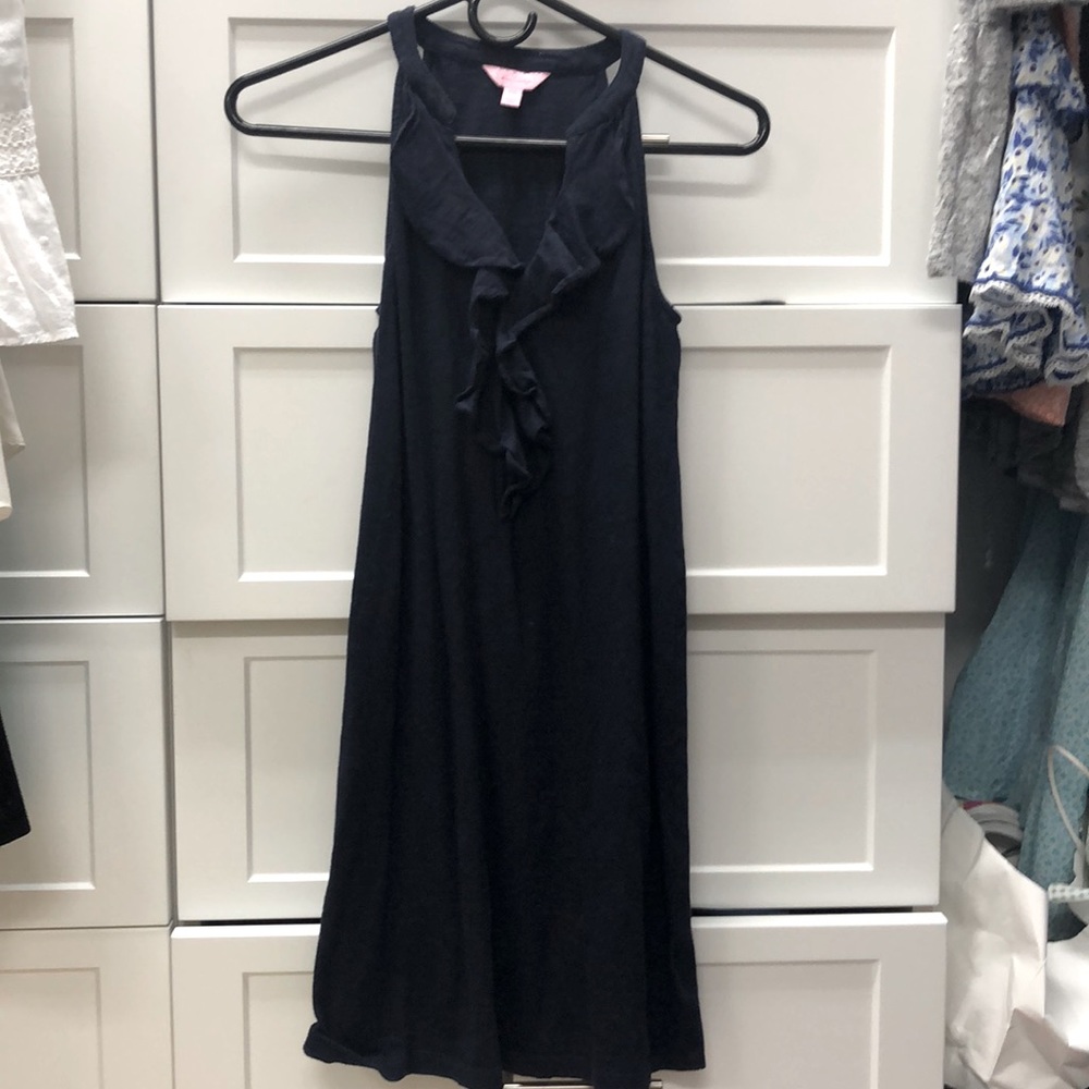 Navy Lilly Pulitzer ruffle neck tank dress
